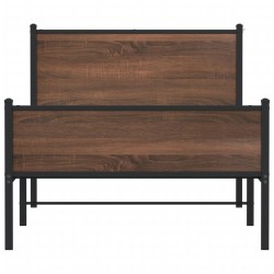 Cadre de lit en métal sans matelas chêne marron 107x203 cm 