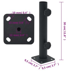 Base de parasol pour mât Ø32/34/38 mm noir mat acier 