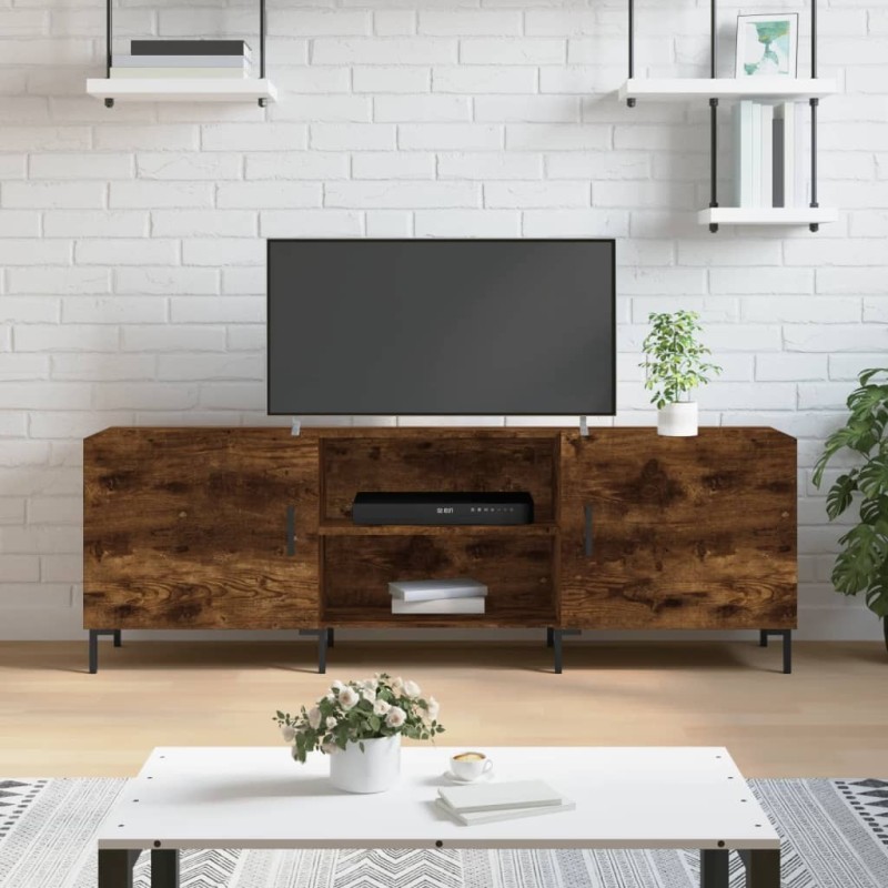 Meuble TV chêne fumé 150x30x50 cm bois d'ingénierie Meuble TV chêne fumé 150x30x50 cm bois d'ingénierie