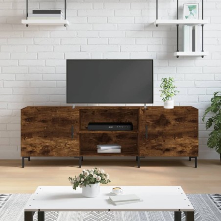 Meuble TV chêne fumé 150x30x50 cm bois d'ingénierie 