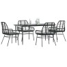 Ensemble à manger de jardin et coussins 5 pcs noir rotin verre 