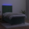 Sommier à lattes de lit et matelas et LED Vert foncé 90x190 cm 