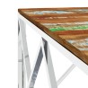 Table basse argenté acier inoxydable/bois massif récupération 