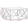 Table basse argenté acier inoxydable/bois massif récupération 