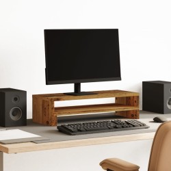 Support de moniteur vieux bois 54x22x15 cm bois d'ingénierie 
