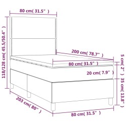 Sommier à lattes de lit avec matelas Cappuccino 80x200 cm 