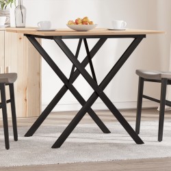 Table à manger cadre en X 80x80x75 cm bois de pin massif acier 