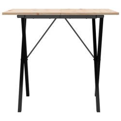Table à manger cadre en X 80x80x75 cm bois de pin massif acier 