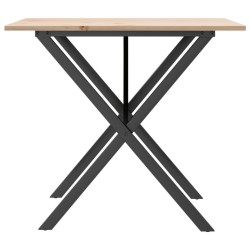 Table à manger cadre en X 80x80x75 cm bois de pin massif acier 
