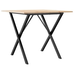 Table à manger cadre en X 80x80x75 cm bois de pin massif acier 
