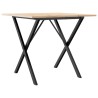 Table à manger cadre en X 80x80x75 cm bois de pin massif acier 