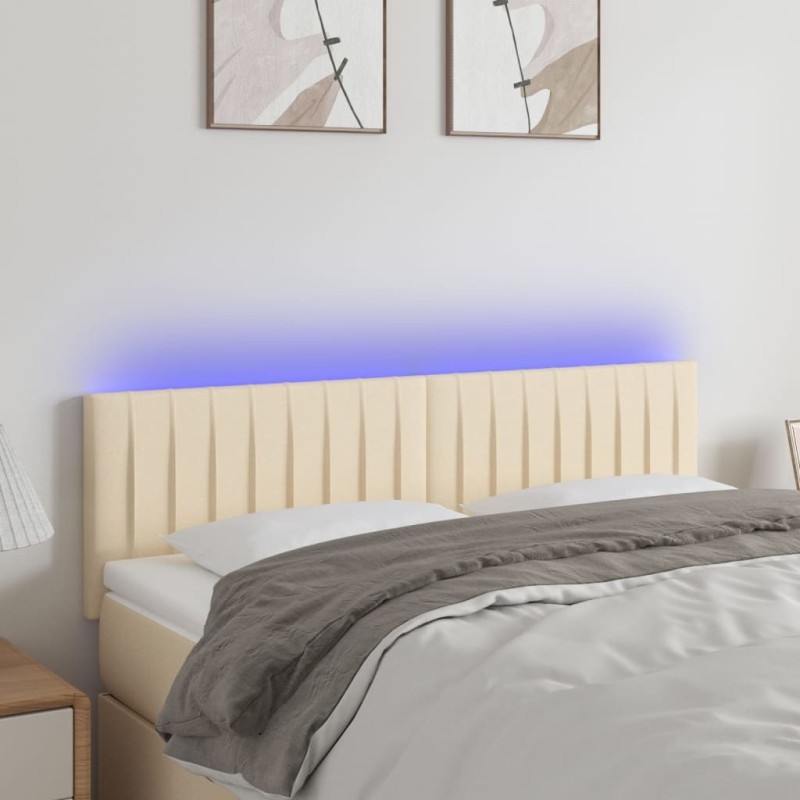 Tête de lit à LED Crème 144x5x78/88 cm Tissu 