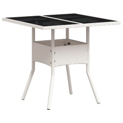 Ensemble à manger de jardin et coussins 5 pcs blanc rotin verre 