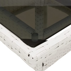 Ensemble à manger de jardin et coussins 5 pcs blanc rotin verre 