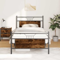 Cadre de lit sans matelas chêne fumé 100x190 cm bois ingénierie 