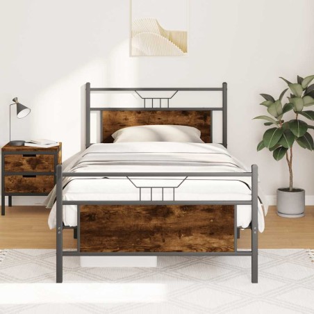 Cadre de lit sans matelas chêne fumé 100x190 cm bois ingénierie 
