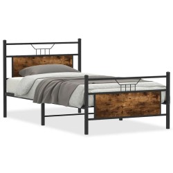 Cadre de lit sans matelas chêne fumé 100x190 cm bois ingénierie 