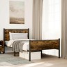 Cadre de lit en métal sans matelas chêne fumé 107x203 cm 