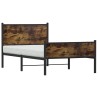 Cadre de lit en métal sans matelas chêne fumé 107x203 cm 