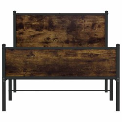 Cadre de lit en métal sans matelas chêne fumé 107x203 cm 