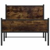 Cadre de lit en métal sans matelas chêne fumé 107x203 cm 