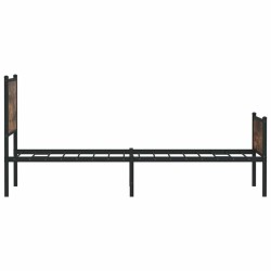 Cadre de lit en métal sans matelas chêne fumé 107x203 cm 