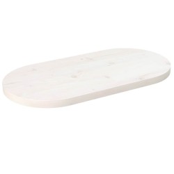 Dessus de table blanc 60x30x2,5 cm bois de pin massif ovale 
