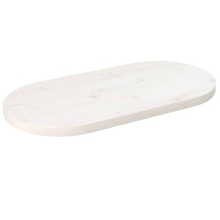 Dessus de table blanc 60x30x2,5 cm bois de pin massif ovale 