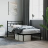Cadre de lit métal sans matelas avec tête de lit noir 107x203cm 