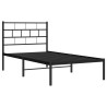 Cadre de lit métal sans matelas avec tête de lit noir 107x203cm 