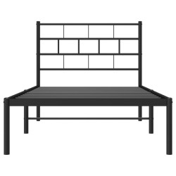 Cadre de lit métal sans matelas avec tête de lit noir 107x203cm 