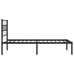Cadre de lit métal sans matelas avec tête de lit noir 107x203cm 
