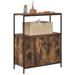 Meuble de salle de bain avec étagères chêne fumé 76,5x35x95 cm 