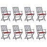 Chaises pliables d'extérieur lot de 8 et coussins Bois d'acacia 