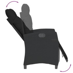 Ensemble à manger de jardin avec coussins 3 pcs Noir 