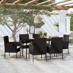 Ensemble à manger de jardin 7 pcs Noir 
