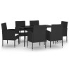 Ensemble à manger de jardin 7 pcs Noir 