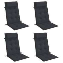 Coussins de chaise à dossier haut lot de 4 noir tissu oxford 
