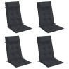 Coussins de chaise à dossier haut lot de 4 noir tissu oxford 