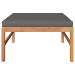 Repose-pied avec coussin gris foncé Bois de teck massif 