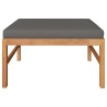 Repose-pied avec coussin gris foncé Bois de teck massif 