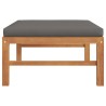 Repose-pied avec coussin gris foncé Bois de teck massif 