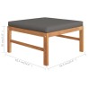 Repose-pied avec coussin gris foncé Bois de teck massif 