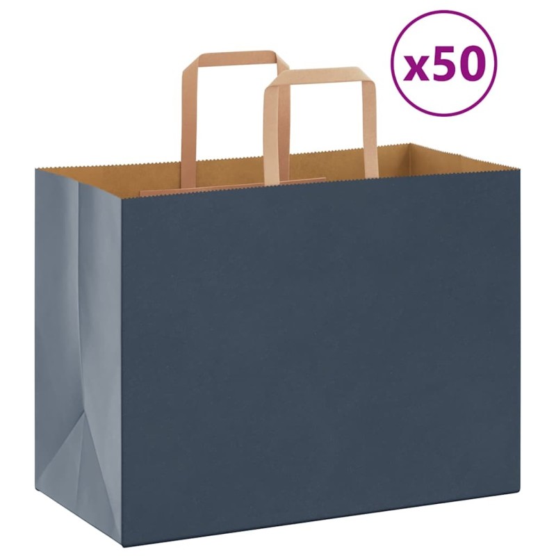 Sacs en papier 50 pcs avec poignées bleu 32x17x25 cm 