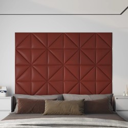 Panneaux muraux 12pcs Rouge bordeaux 30x30 cm Similicuir 0,54m² 