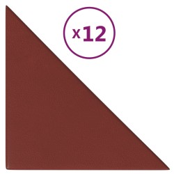 Panneaux muraux 12pcs Rouge bordeaux 30x30 cm Similicuir 0,54m² 