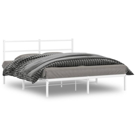 Cadre de lit métal sans matelas et tête de lit blanc 150x200 cm 