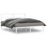 Cadre de lit métal sans matelas et tête de lit blanc 150x200 cm 