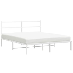 Cadre de lit métal sans matelas et tête de lit blanc 150x200 cm 