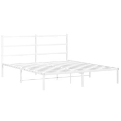 Cadre de lit métal sans matelas et tête de lit blanc 150x200 cm 